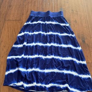Cherokee Navy and White Tie-Dye Maxi Skirt